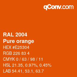 颜色代码: RAL 2004 - Pure orange | qconv.com