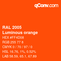 颜色代码: RAL 2005 - Luminous orange | qconv.com