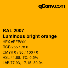 颜色代码: RAL 2007 - Luminous bright orange | qconv.com