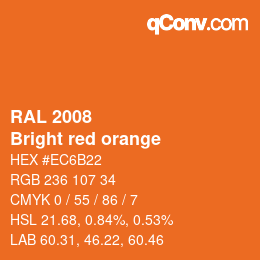 颜色代码: RAL 2008 - Bright red orange | qconv.com