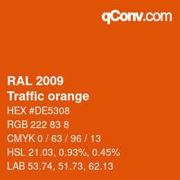 颜色代码: RAL 2009 - Traffic orange | qconv.com