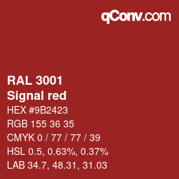 颜色代码: RAL 3001 - Signal red | qconv.com