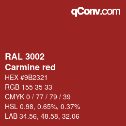 颜色代码: RAL 3002 - Carmine red | qconv.com