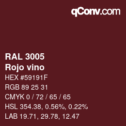 Código de color: RAL 3005 - Rojo vino | qconv.com