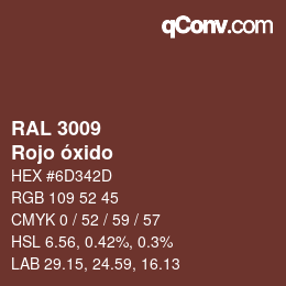 Código de color: RAL 3009 - Rojo óxido | qconv.com