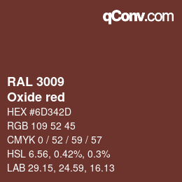 颜色代码: RAL 3009 - Oxide red | qconv.com