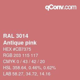 颜色代码: RAL 3014 - Antique pink | qconv.com
