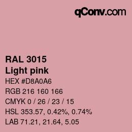颜色代码: RAL 3015 - Light pink | qconv.com