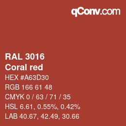 颜色代码: RAL 3016 - Coral red | qconv.com
