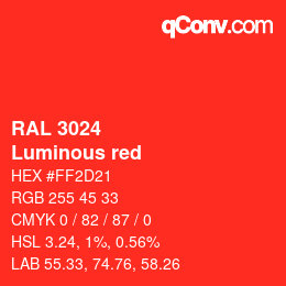 颜色代码: RAL 3024 - Luminous red | qconv.com