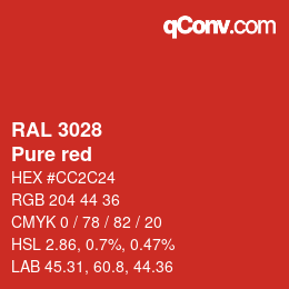 颜色代码: RAL 3028 - Pure red | qconv.com