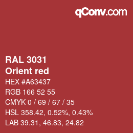 颜色代码: RAL 3031 - Orient red | qconv.com