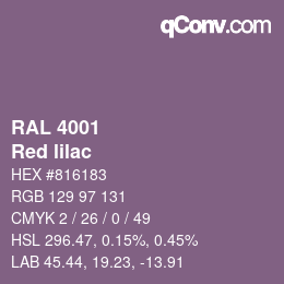 颜色代码: RAL 4001 - Red lilac | qconv.com