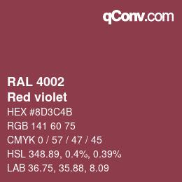 颜色代码: RAL 4002 - Red violet | qconv.com
