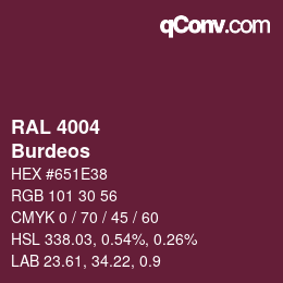 Código de color: RAL 4004 - Burdeos | qconv.com