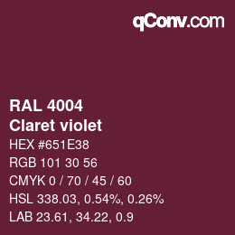 颜色代码: RAL 4004 - Claret violet | qconv.com