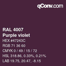 颜色代码: RAL 4007 - Purple violet | qconv.com