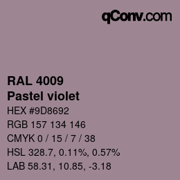 颜色代码: RAL 4009 - Pastel violet | qconv.com