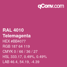 颜色代码: RAL 4010 - Telemagenta | qconv.com