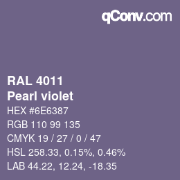 颜色代码: RAL 4011 - Pearl violet | qconv.com