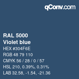 颜色代码: RAL 5000 - Violet blue | qconv.com