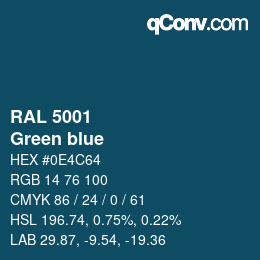 颜色代码: RAL 5001 - Green blue | qconv.com