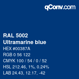 颜色代码: RAL 5002 - Ultramarine blue | qconv.com