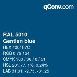 颜色代码: RAL 5010 - Gentian blue | qconv.com
