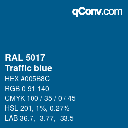 颜色代码: RAL 5017 - Traffic blue | qconv.com