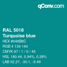 颜色代码: RAL 5018 - Turquoise blue | qconv.com