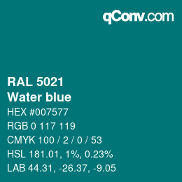 颜色代码: RAL 5021 - Water blue | qconv.com