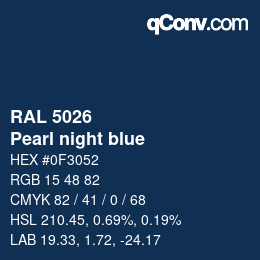 颜色代码: RAL 5026 - Pearl night blue | qconv.com