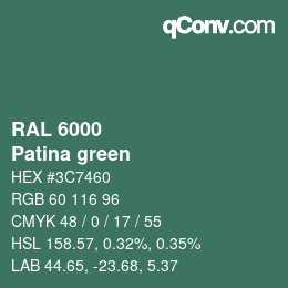 颜色代码: RAL 6000 - Patina green | qconv.com