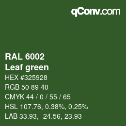 颜色代码: RAL 6002 - Leaf green | qconv.com