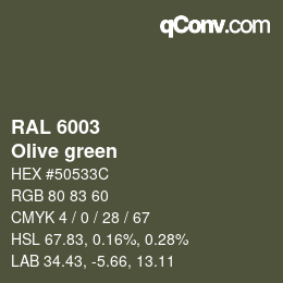 颜色代码: RAL 6003 - Olive green | qconv.com