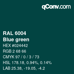 颜色代码: RAL 6004 - Blue green | qconv.com
