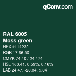 颜色代码: RAL 6005 - Moss green | qconv.com