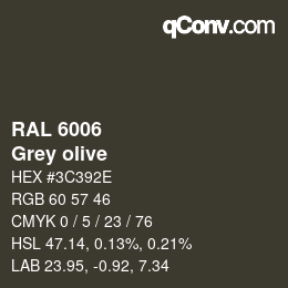 颜色代码: RAL 6006 - Grey olive | qconv.com