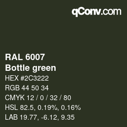 颜色代码: RAL 6007 - Bottle green | qconv.com