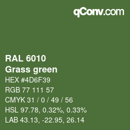 颜色代码: RAL 6010 - Grass green | qconv.com