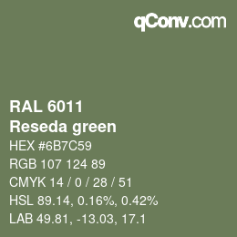 颜色代码: RAL 6011 - Reseda green | qconv.com
