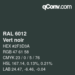 Code couleur: RAL 6012 - Vert noir | qconv.com