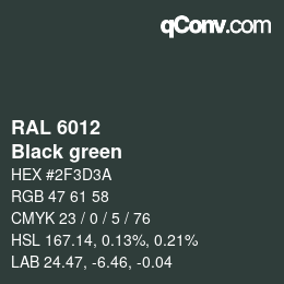 颜色代码: RAL 6012 - Black green | qconv.com