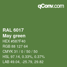 颜色代码: RAL 6017 - May green | qconv.com