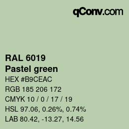 颜色代码: RAL 6019 - Pastel green | qconv.com