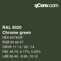 颜色代码: RAL 6020 - Chrome green | qconv.com