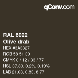 颜色代码: RAL 6022 - Olive drab | qconv.com