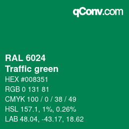颜色代码: RAL 6024 - Traffic green | qconv.com
