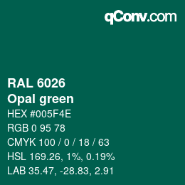 颜色代码: RAL 6026 - Opal green | qconv.com