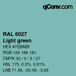 颜色代码: RAL 6027 - Light green | qconv.com